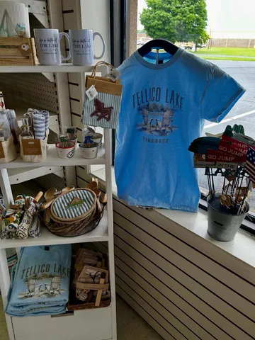 Boutique gift displays inside the Vonore Drug gift shop