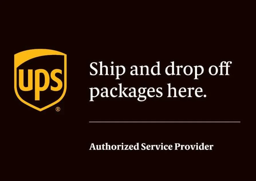 UPS Authorized Service Provider sign — ship and drop off packages here